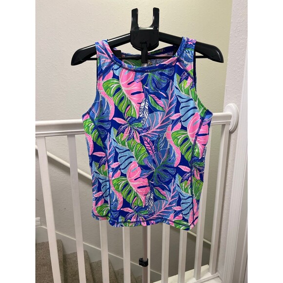 Lilly Pulitzer Luxletic Tropical Floral Workout Tank Top Size Large - Picture 1 of 7